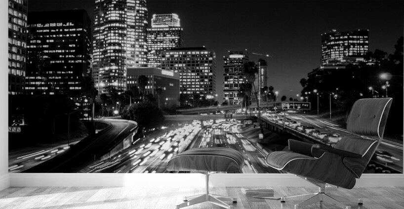 los angeles skyline harbor freeway  square 215 Fr Wall Murals