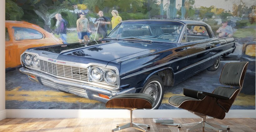 1964 Blue Chevrolet Impala X 4 Wall Murals