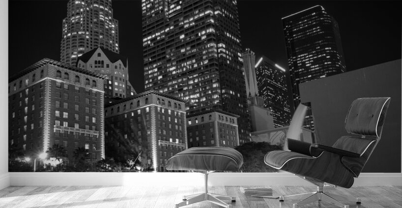 pershing square LA skyline at night  square 2592 Wall Murals