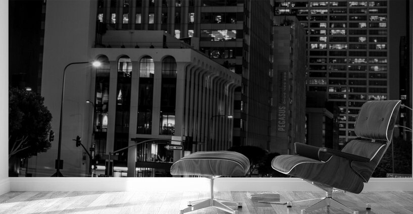 wilshire boulevard and figueroa at night  square Wall Murals