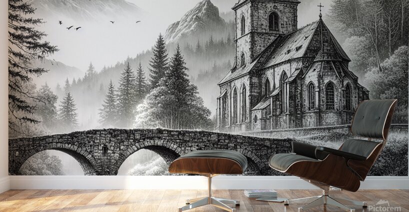 church bridge Wall Murals