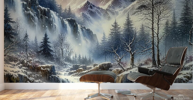 mountainous waterfall Wall Murals