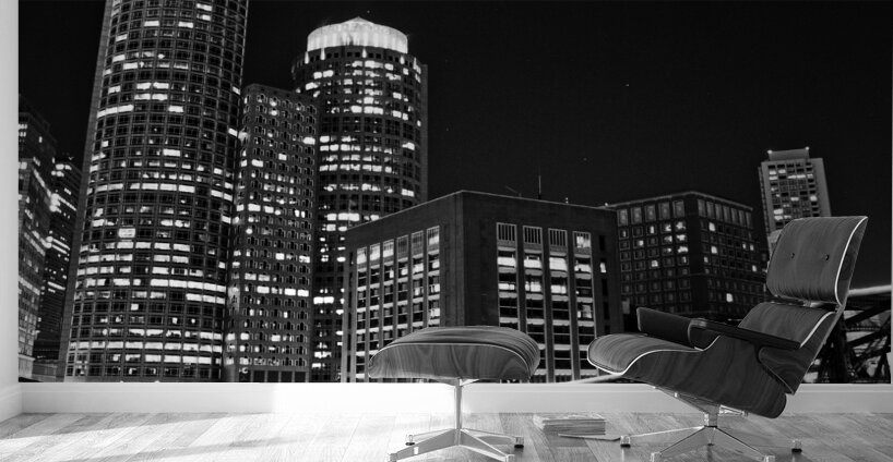 downtown boston skyline at night  square 4501 Hoo Wall Murals