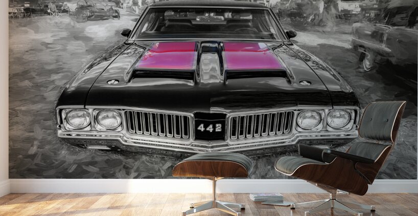 1970 Black Oldsmobile 442 W30 X 11 Wall Murals