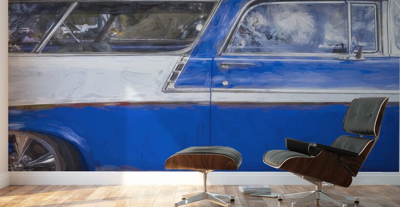 1956 Blue Chevrolet Bel Air Nomad Station Wagon X 3 Wall Murals