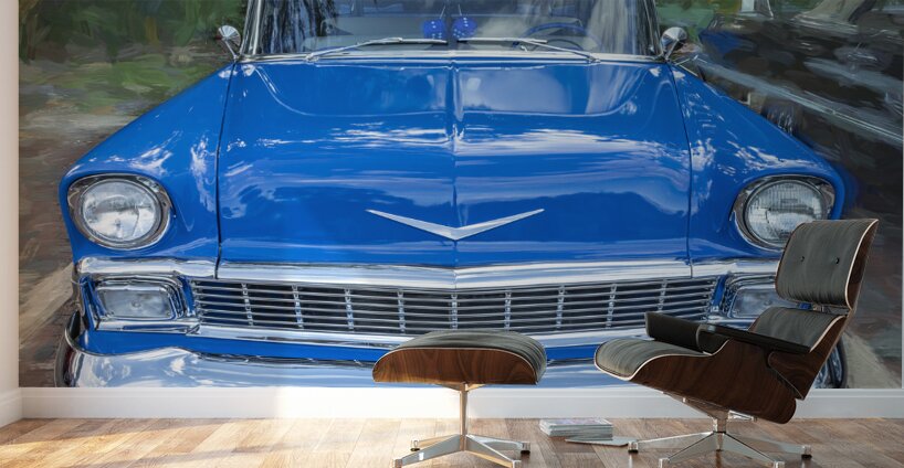 1956 Blue Chevrolet Bel Air Nomad Station Wagon X 6 Wall Murals