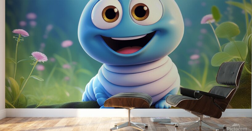 14 cute little cartoon looking worm Wall Murals
