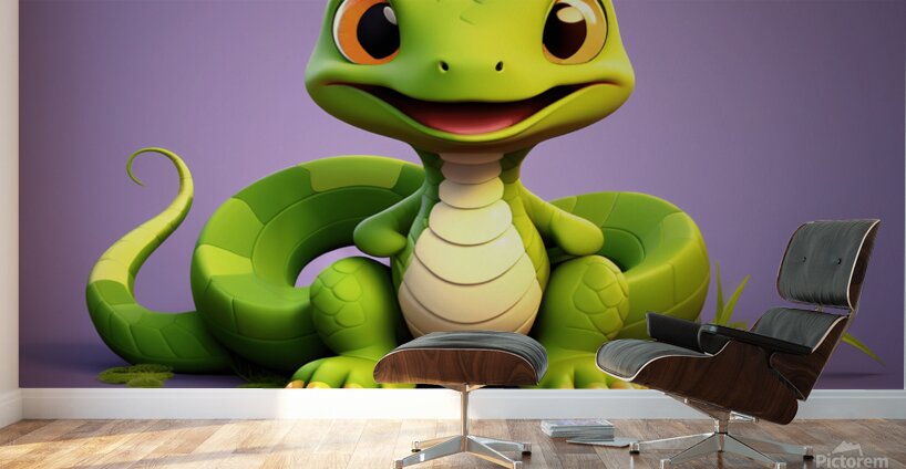 2 cute little cartoon looking snake Wall Murals