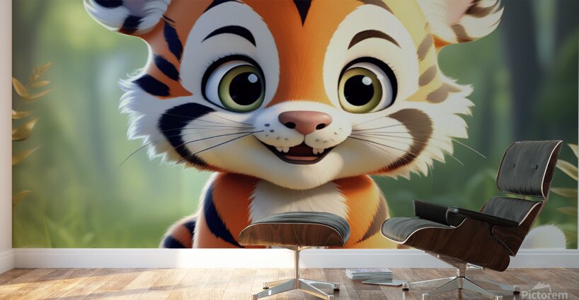 31 cute little cartoon looking tiger Wall Murals