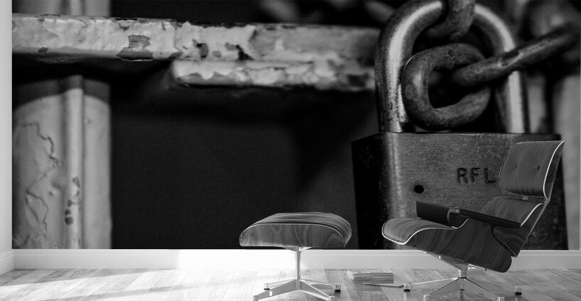 chain lock cell door alcatraz  square 2832 Locked Wall Murals