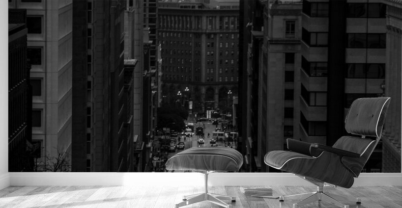 foggy rainy california street bay bridge  square Wall Murals