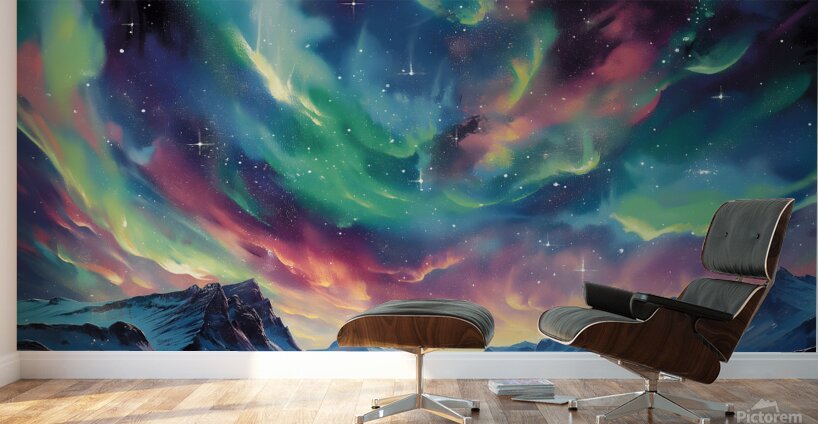 lake aurora borealis nature landscape moutains st Wall Murals