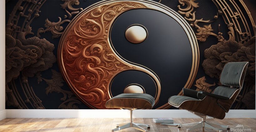 yin yang iron brass symbol harmony logo nature.jp Wall Murals