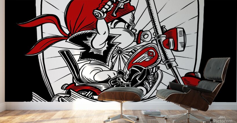 motorcycle club frame engraving art Wall Murals