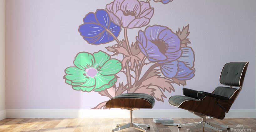 flowers poppy drawing bloom blossom art sketch fl Wall Murals