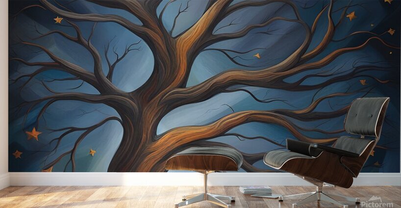 tree branches mystical moon expressionist oil pai Wall Murals