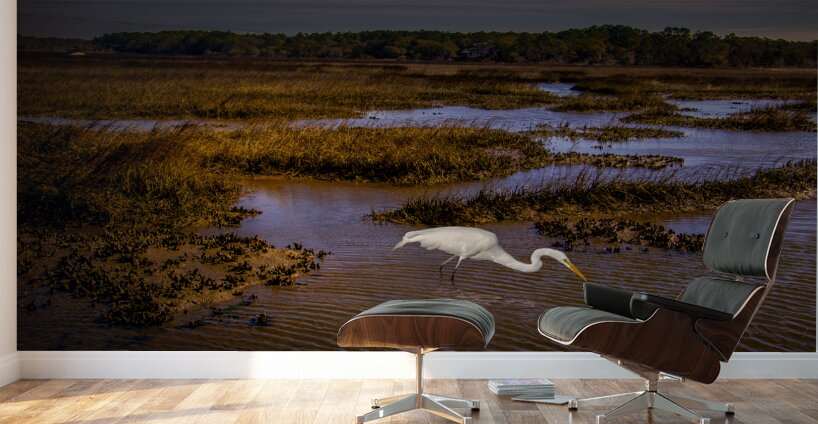 South Carolina  Marsh Heron Sunrise Wall Murals