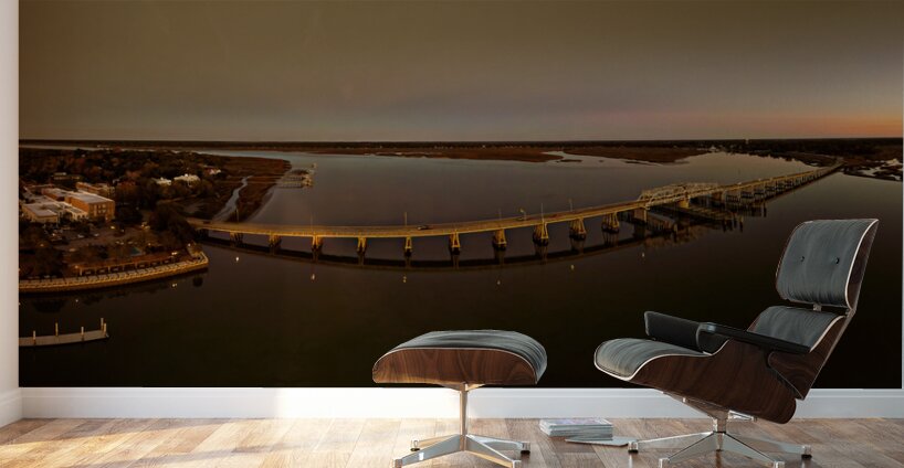 Beaufort Richsrd Woods Swing Bridge at Sunset Wall Murals