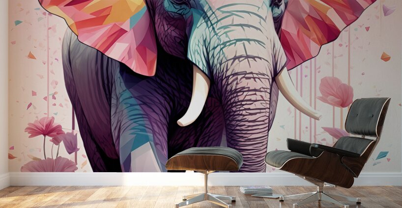 floral elephant Wall Murals