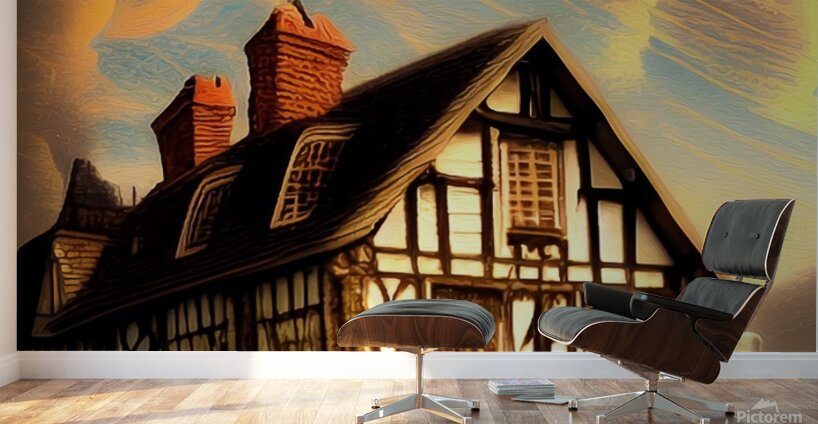 village house cottage medieval timber tudor split Wall Murals