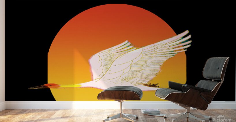 swan bird sun sunset nature morning landscape fly Wall Murals