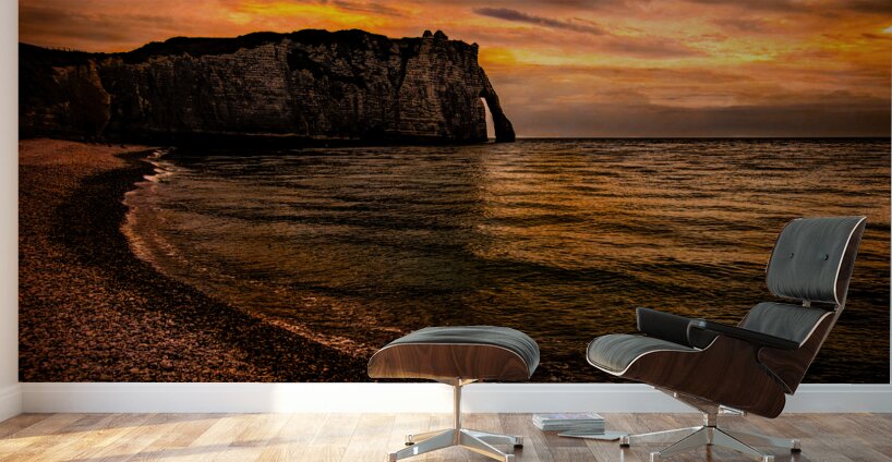 Normandy France Etretat Cliff Sunset Wall Murals