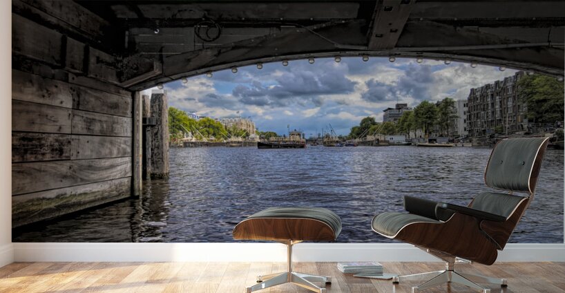 Amsterdam Bridge Framing Canal Wall Murals