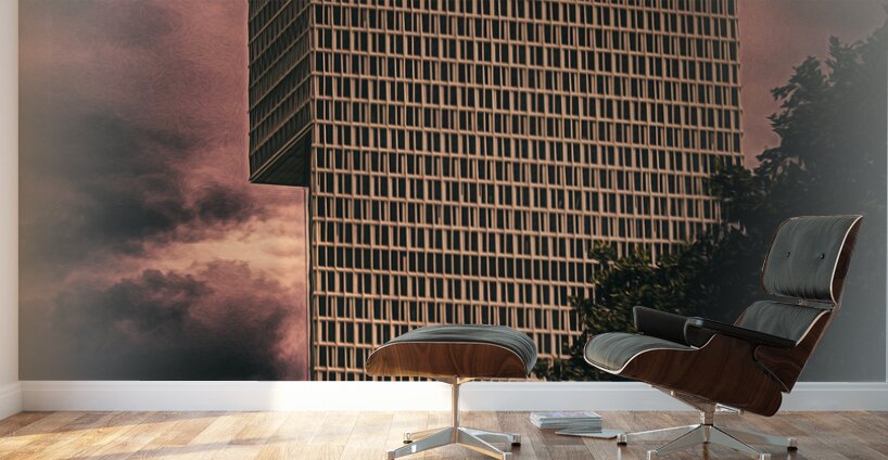 Frankfurt One Skyscraper Sunset Wall Murals