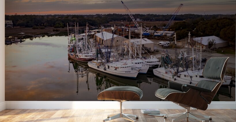 South Carolina Shrimpers at Sunset Wall Murals