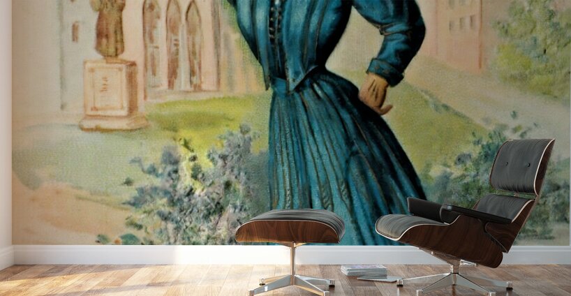 vintage yale lady with pennant Wall Murals