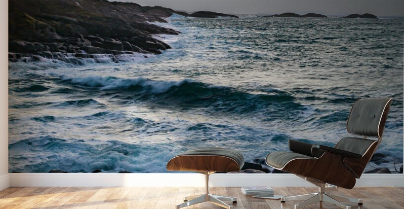 Lofoten Rocky Coastline and Storm Waves Wall Murals