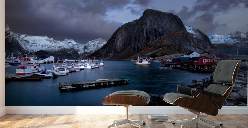 Lofoten Winter Hamnoya  Harbor Wall Murals