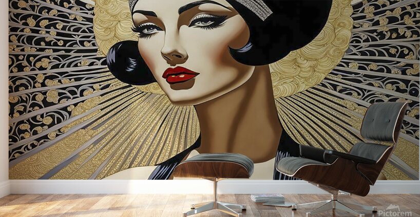 art deco beauty woman female gorgeous girl face p Wall Murals