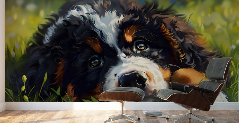 Puppy Paintings by Museblot 2 Wall Murals