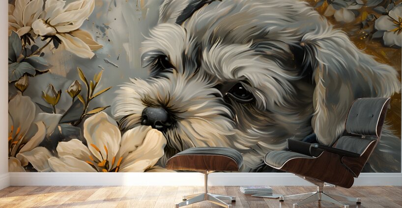 Puppy Paintings by Museblot 8 Wall Murals