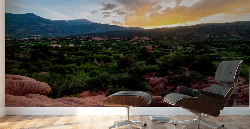 Golden Sunset By Pikes Peak Wall Murals