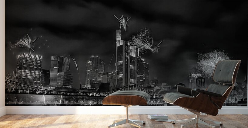 Frankfurt New Years in Black and White Wall Murals