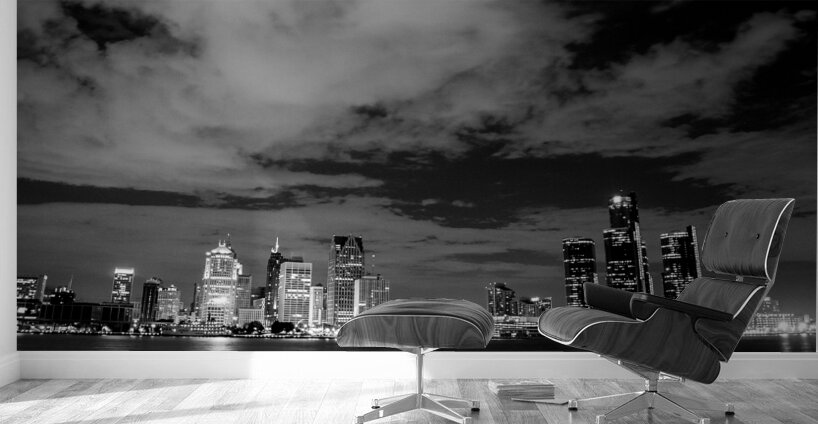 detroit skyline from windsor ontario  horizontal Wall Murals