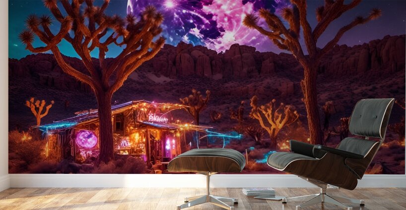Neon Oasis Wall Murals
