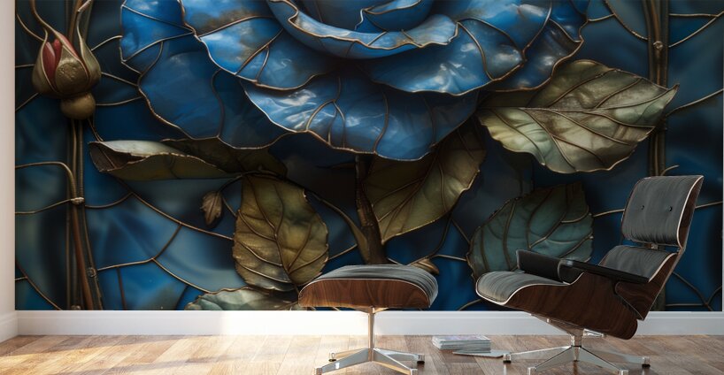 Midnight Enchantment: Blue Rose Wall Murals