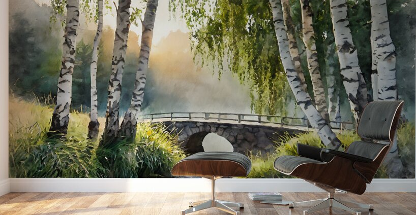 Birch Glen Stone Bridge Wall Murals