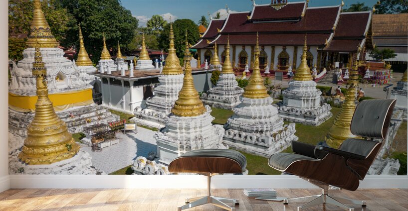 Wat Chedi Sao Lang Buddhist Temple Lampang Thailand Wall Murals