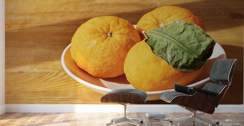 Fresh oranges in plate Wall Murals