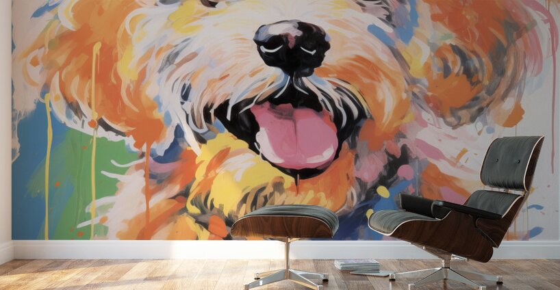 QAN 1055 – Goldie Bold Colorful Happy Puppy Wall Murals