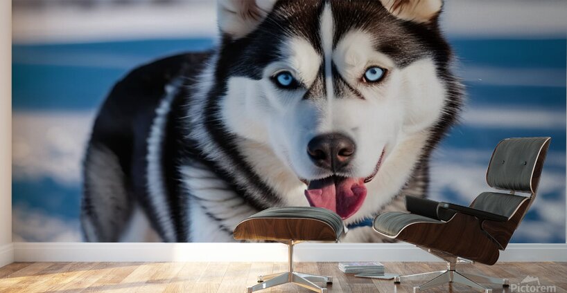 A Canine Journey through the Snow-Covered Forest 1 Wall Murals