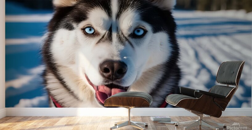 A Canine Journey through the Snow-Covered Forest 3 Wall Murals