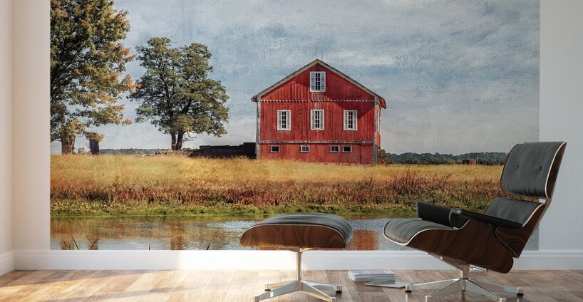 QMF 009 – Red Barn Beside Tree Beach City OH Un Wall Murals