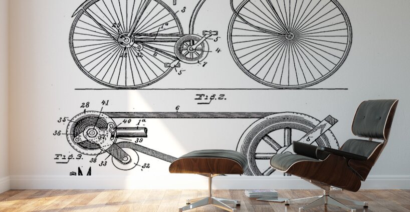 QVT 1050 – Vintage Patent Illustrations Bicycle Wall Murals