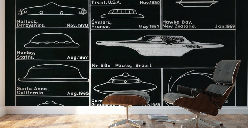 QVT 1070 – UFO Sightings Chart Unidentified Fly Wall Murals