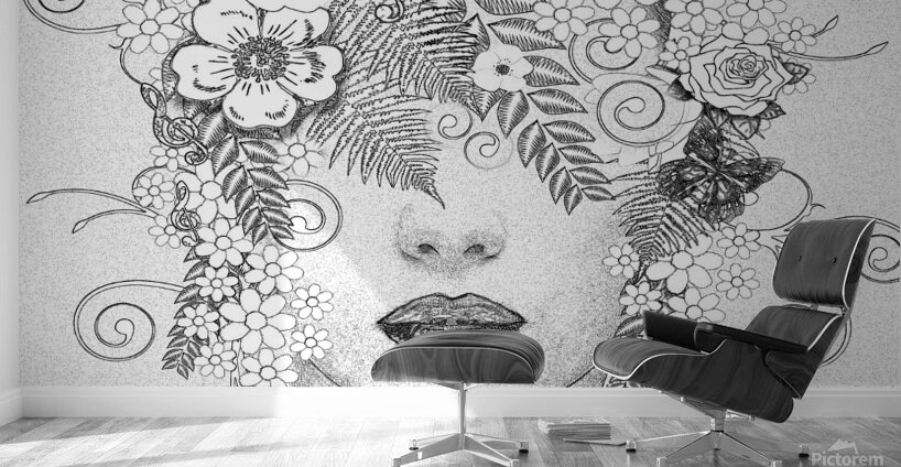 drawing picture art woman flower fairy muse sprin Wall Murals